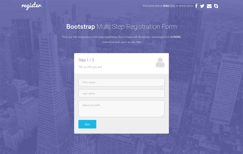 大气的bootstrap响应式注册表单界面模板下载