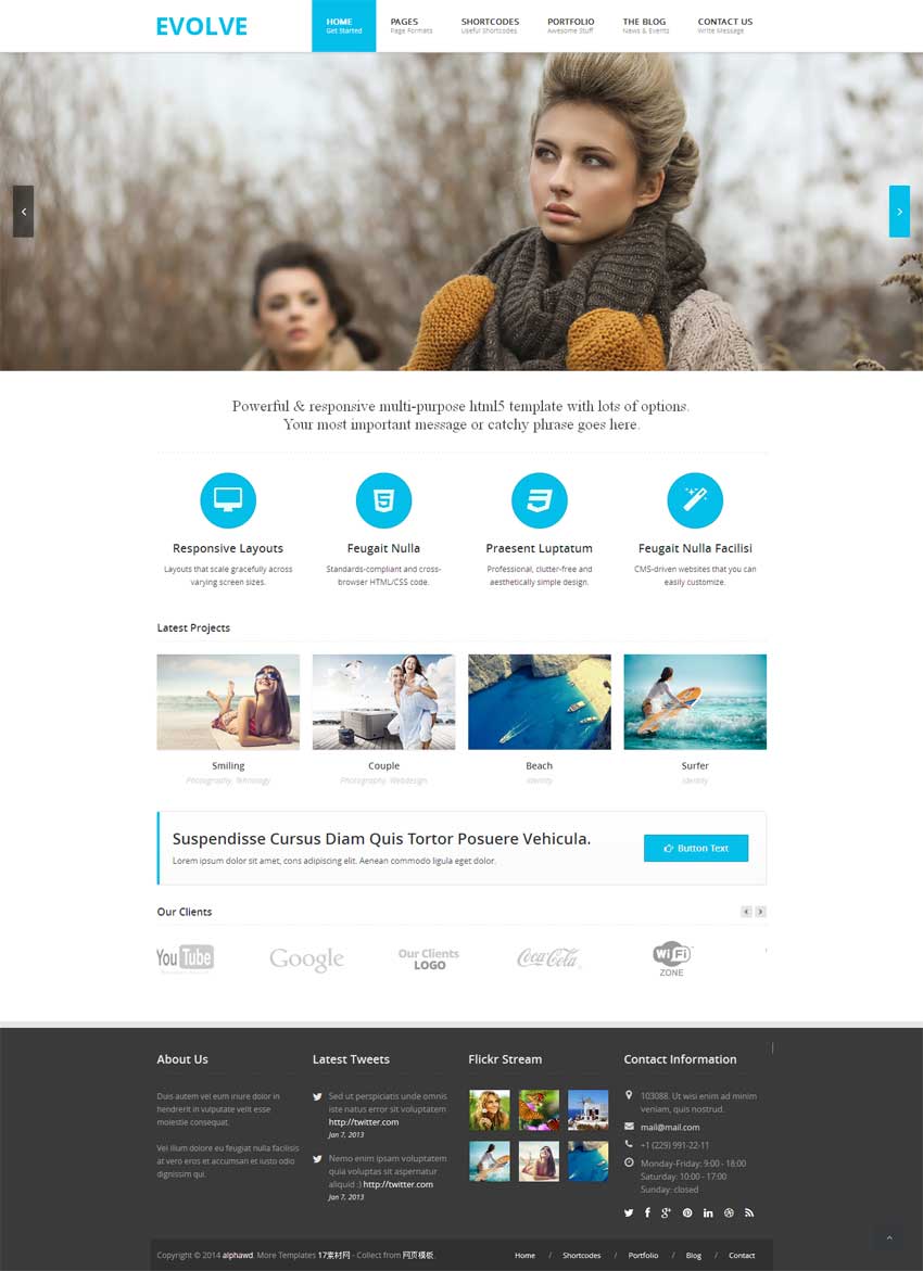 蓝色简洁的html5企业博客响应式模板