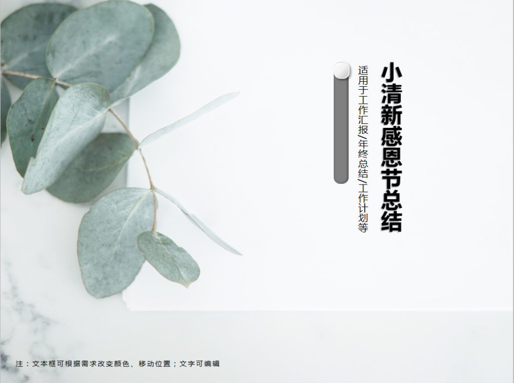 小清新感恩节总结PPT模板