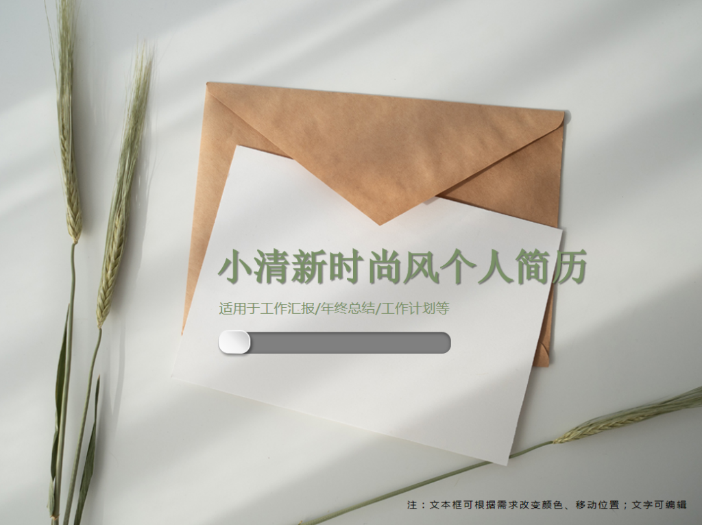 小清新时尚风个人简历PPT模板