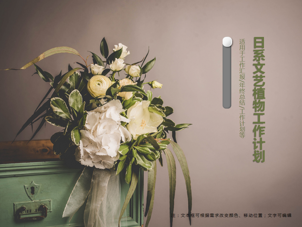 日系文艺植物工作计划PPT模板