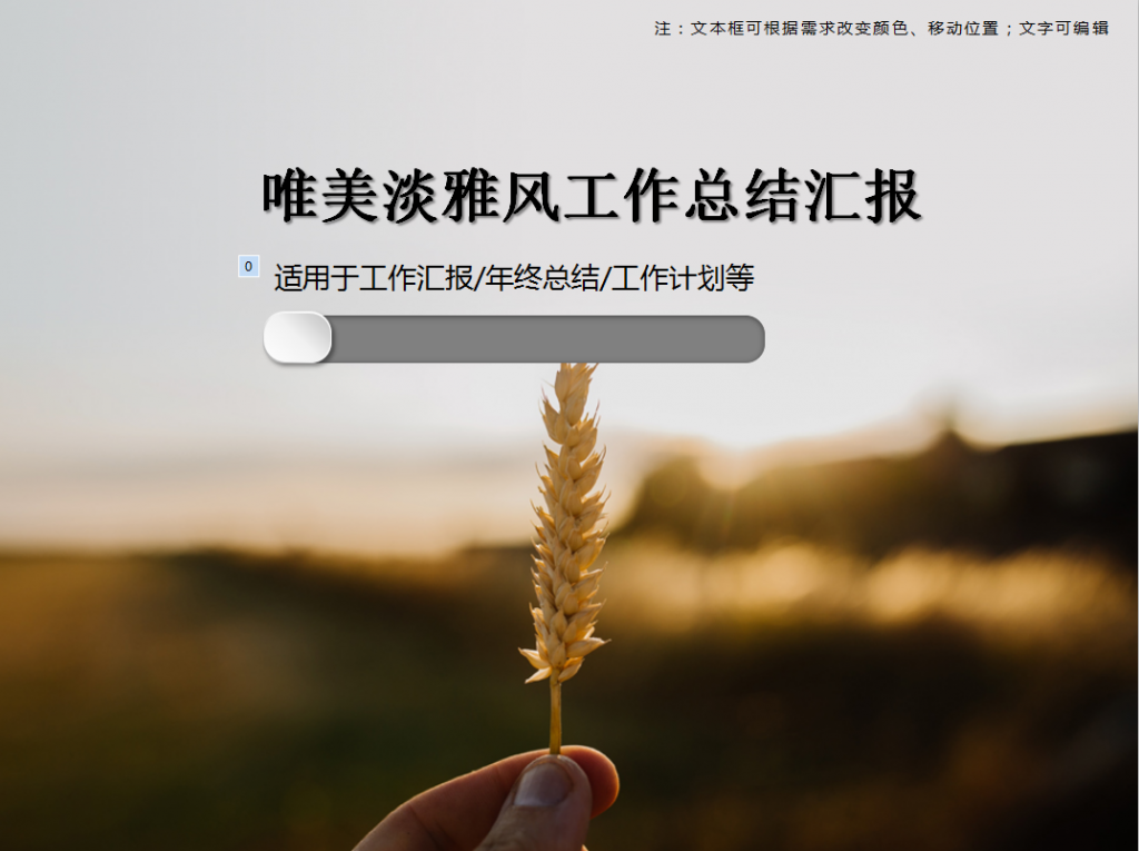 唯美淡雅风工作总结汇报PPT模板