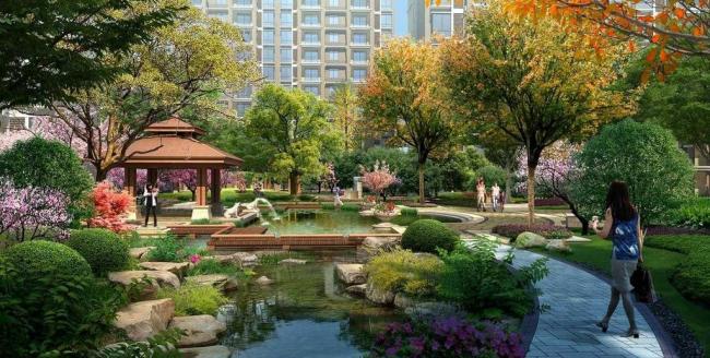 ​小区园林水景效果图