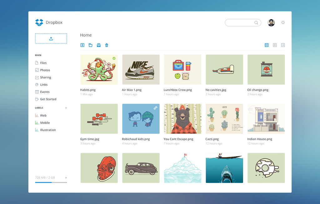 Dropbox界面设计PSD