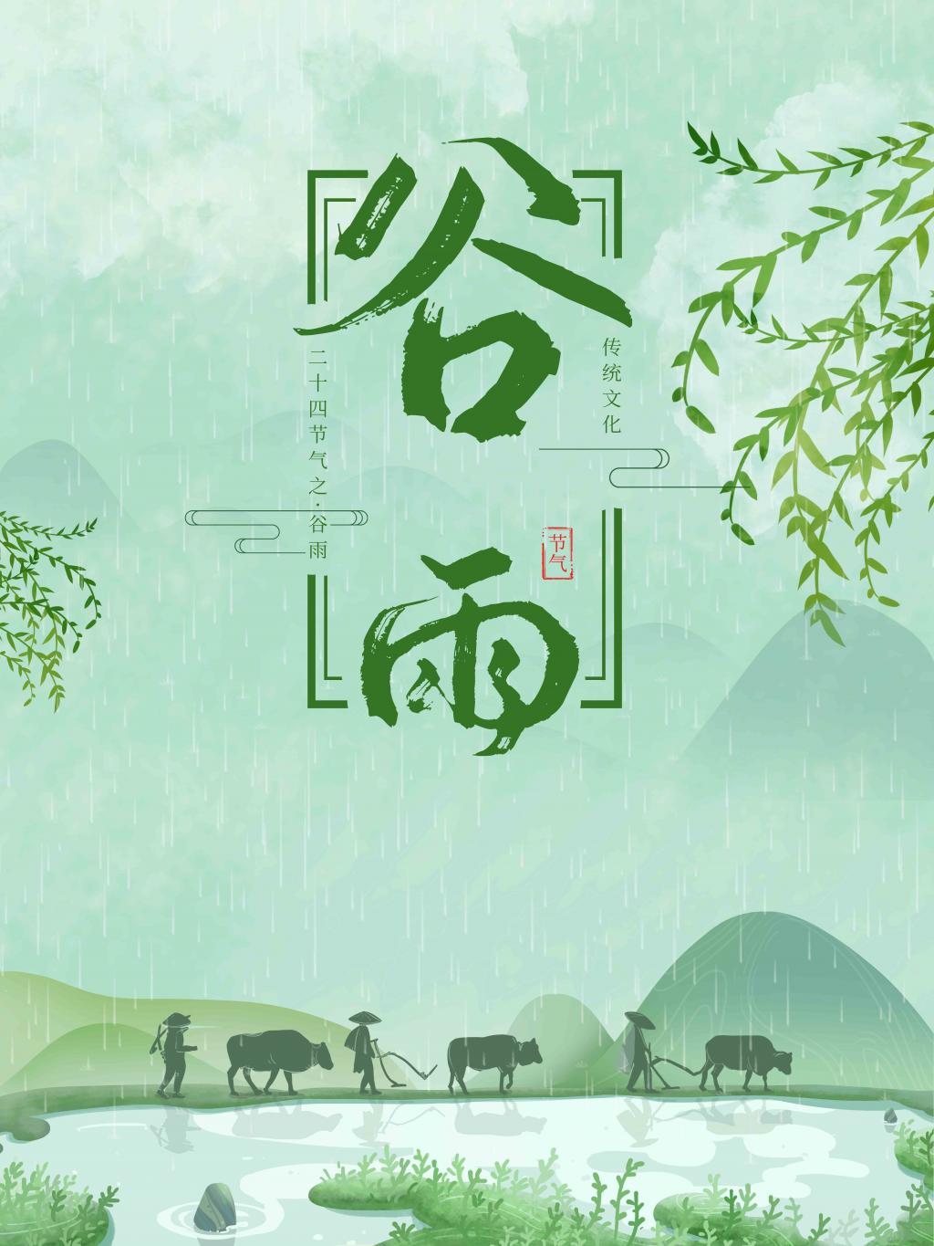 中国传统文化节气谷雨海报