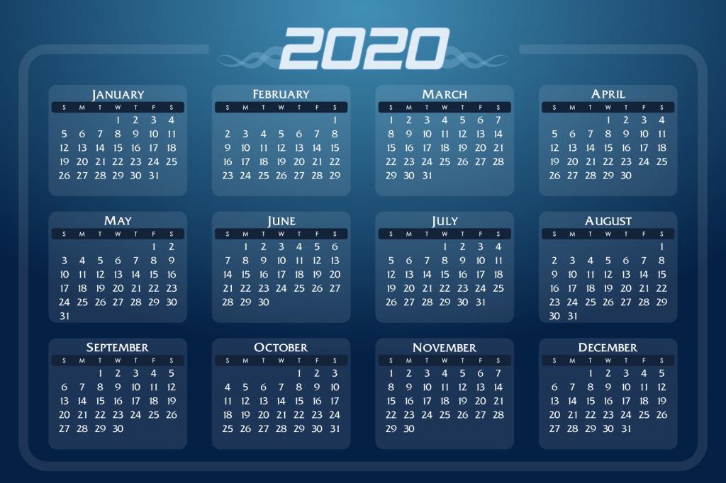 2020年日历表图片