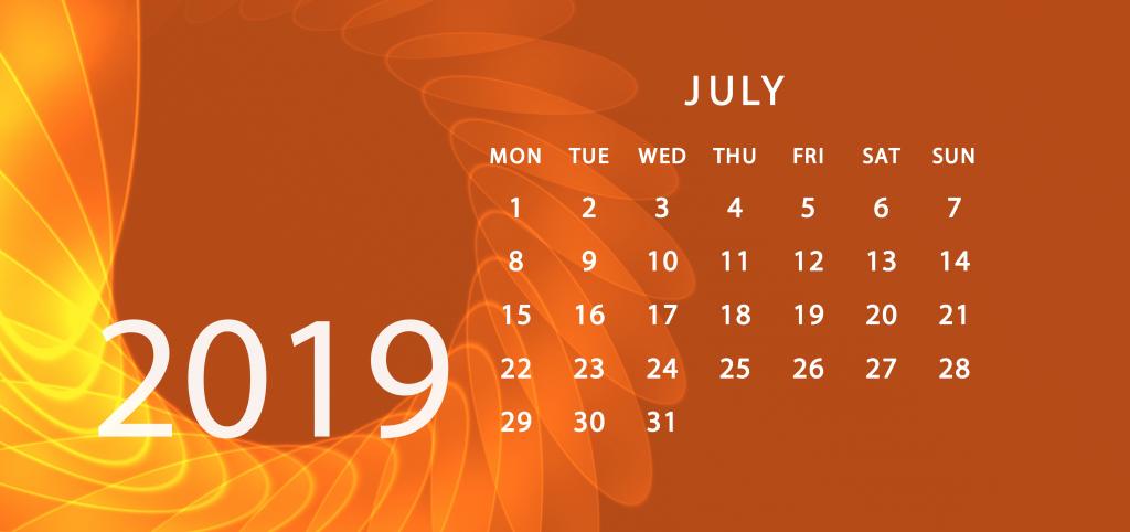 2019年7月月历图片