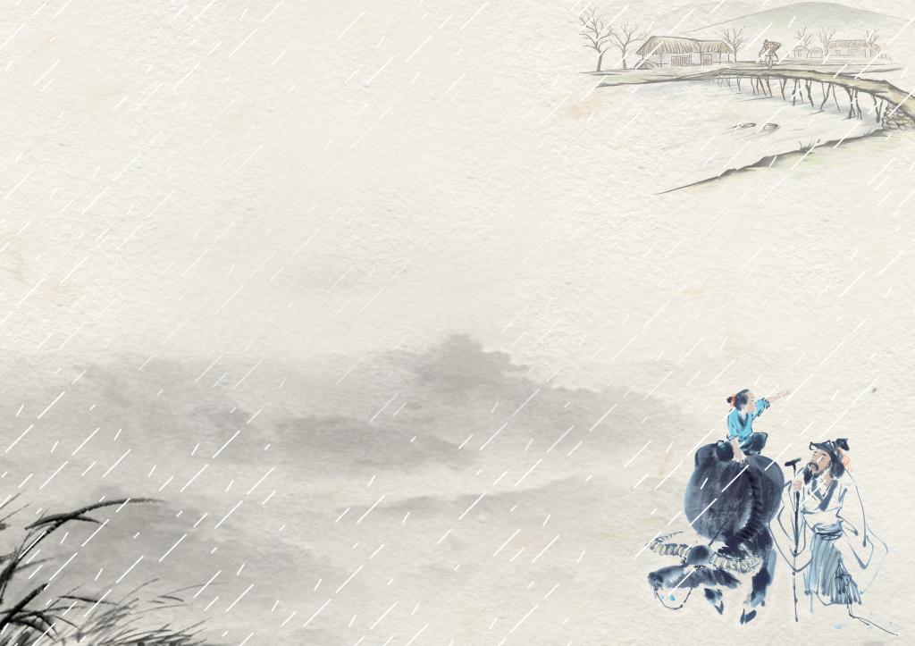 水墨牧童诗人清明背景素材