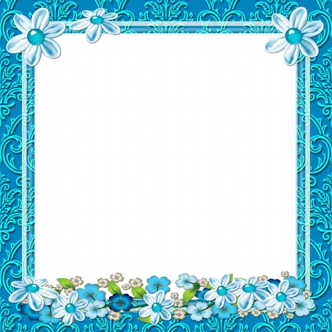 蓝色花边相框