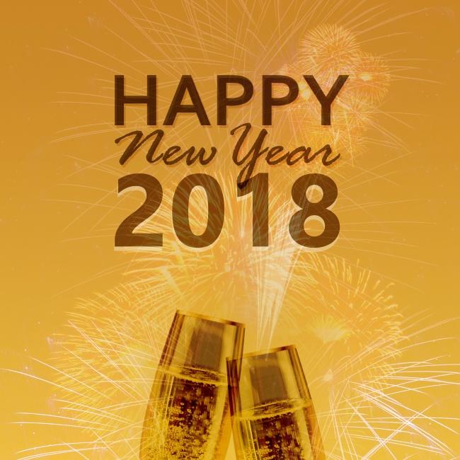 2018新年贺卡黄色背景