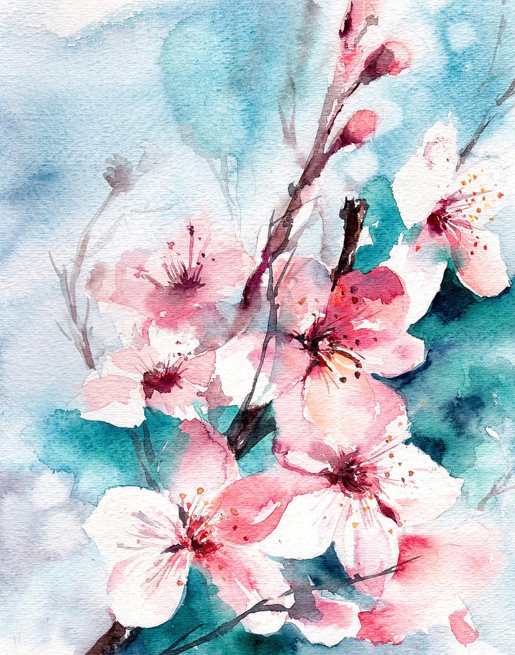 水彩桃花
