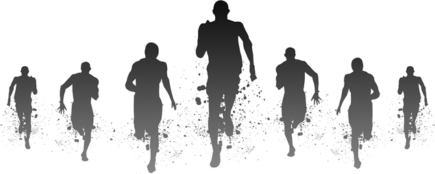 团队人物奔跑剪影免抠图