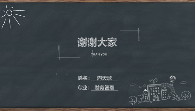 黑板背景粉笔字风格毕业论文答辩通用ppt模板