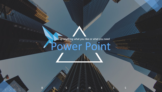 千纸鹤——高楼大图封面背景几何图形创意蓝色通用商务ppt模板