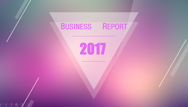 半透明几何图形创意朦胧紫背景iOS风格ppt模板