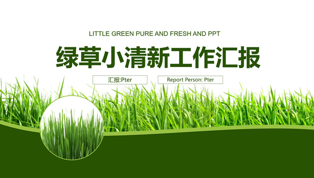 绿草小清新扁平工作总结计划ppt模板
