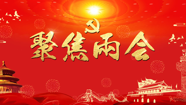 聚焦两会——庄严红党政汇报通用ppt模板