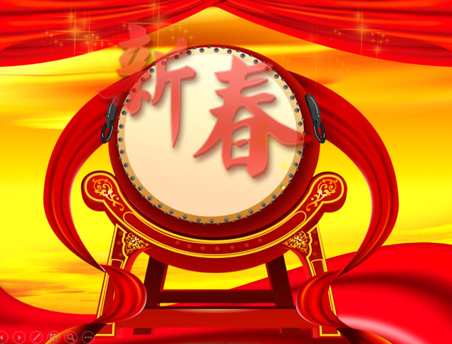 闹春鼓喜迎新春动态ppt模板