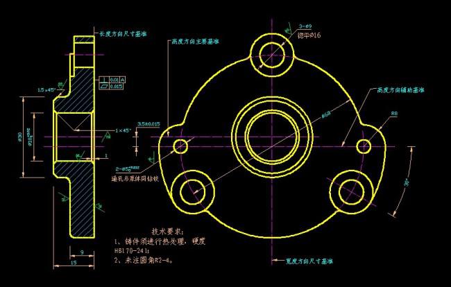 ​机械设计泵盖图纸