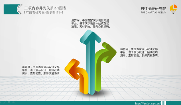 三项内容并列关系ppt图表