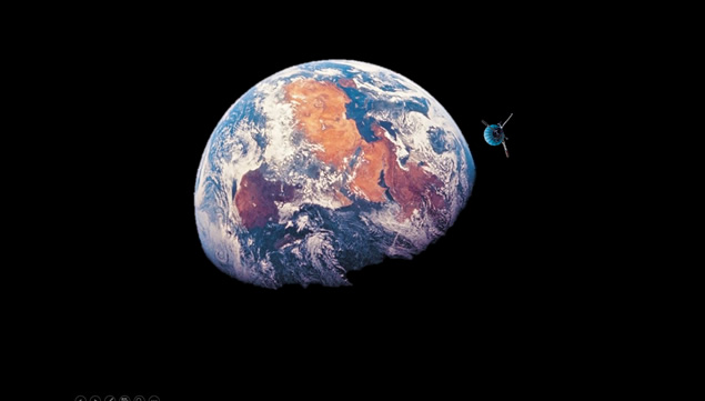 卫星绕地球旋转一周动态效果ppt模板