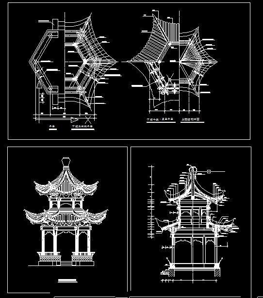 ​双层仿古亭子施工图