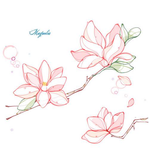 淡雅花卉矢量素材