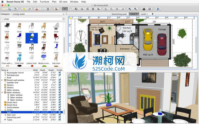 Sweet Home 3D for Mac v7.1.1激活中文版 3D室内装潢设计软件