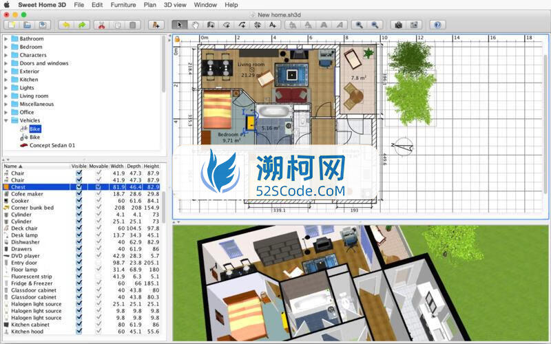 Sweet Home 3D for Mac v7.1.1激活中文版 3D室内装潢设计软件