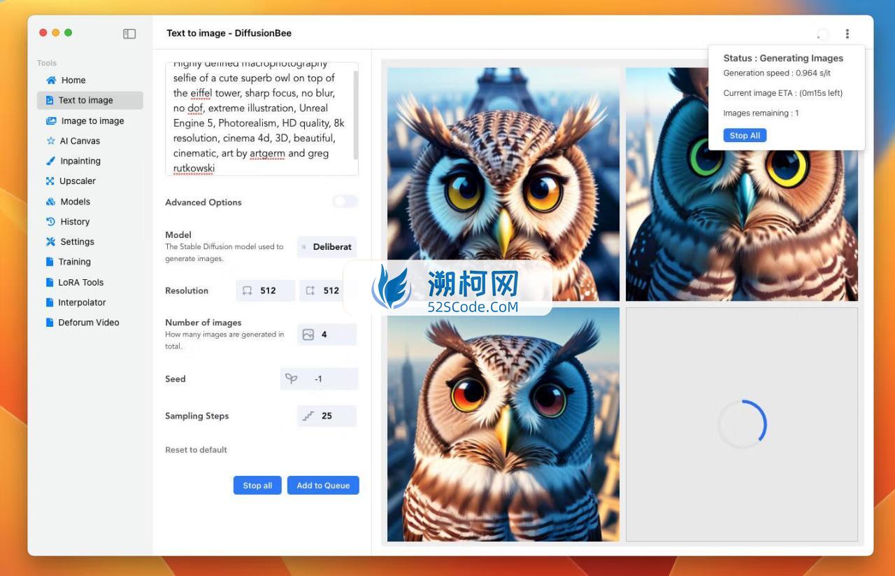 DiffusionBee for Mac v2.5.1 英文版 终极创意 AI 工具套件