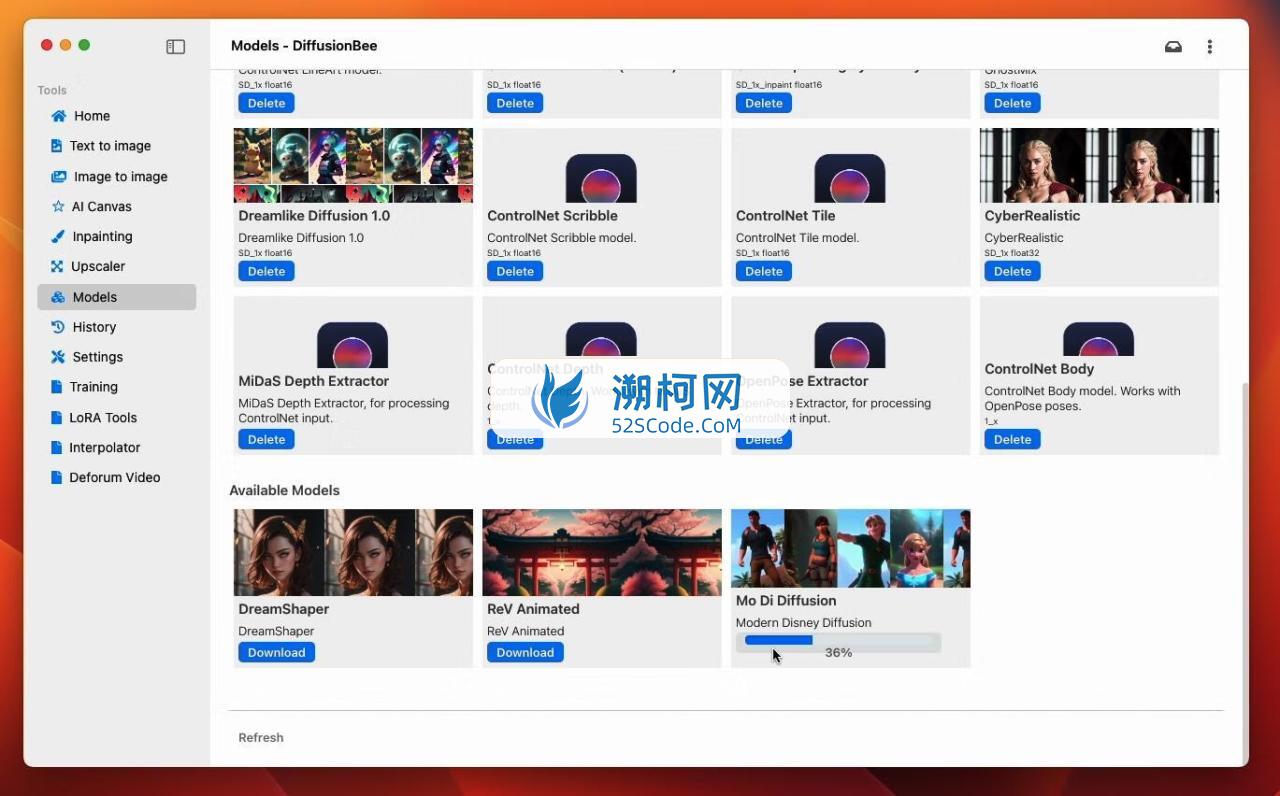 DiffusionBee for Mac v2.5.1 英文版 终极创意 AI 工具套件