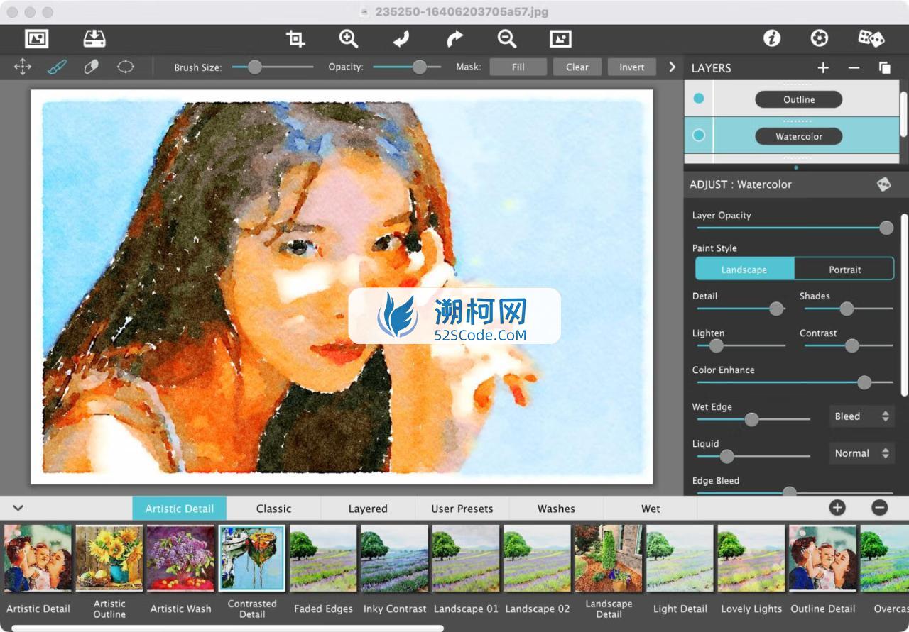 Jixipix Watercolor Studio Pro for Mac v1.4.19激活版 照片转水彩画特效工具