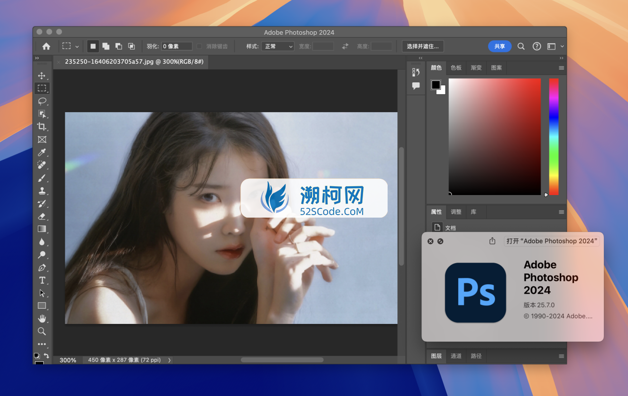 Adobe Photoshop 2024 for Mac v25.7.0 中文激活正式版 intel/M1通用(ps2024) 不支持神经滤镜 Neural Filters 不支持Ai创成式填充