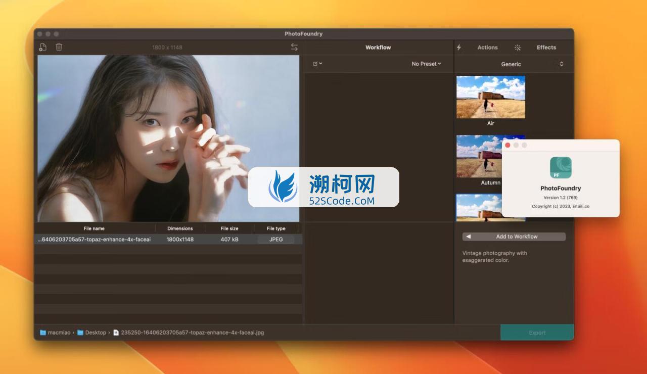 PhotoFoundry for Mac v1.2激活版 图片滤镜编辑软件