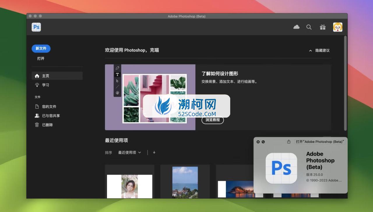 Adobe Photoshop 2023 for Mac v25.0 beta 中文激活版 intel/M1通用(ps2023) 支持神经滤镜 Neural Filters 支持 FireflyAI中文关键词