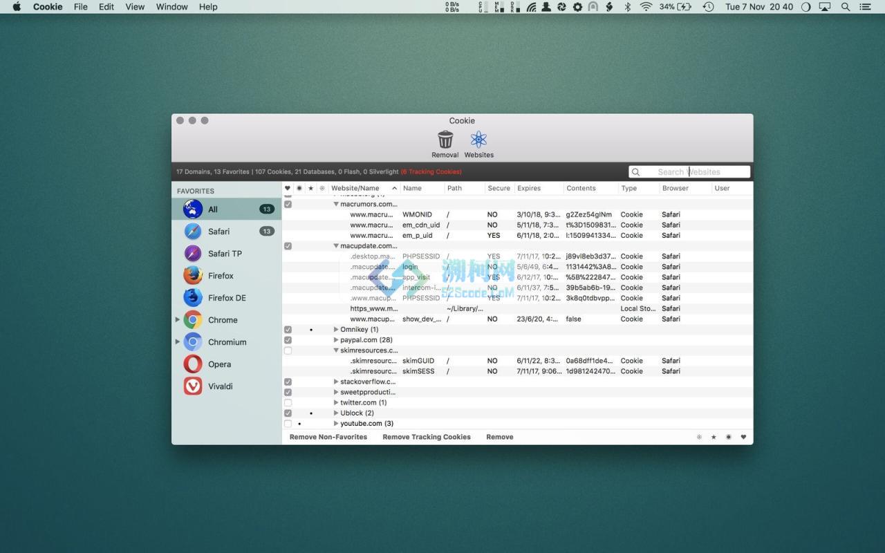 Cookie for Mac v7.8.0 免激活版 浏览器缓存清理工具