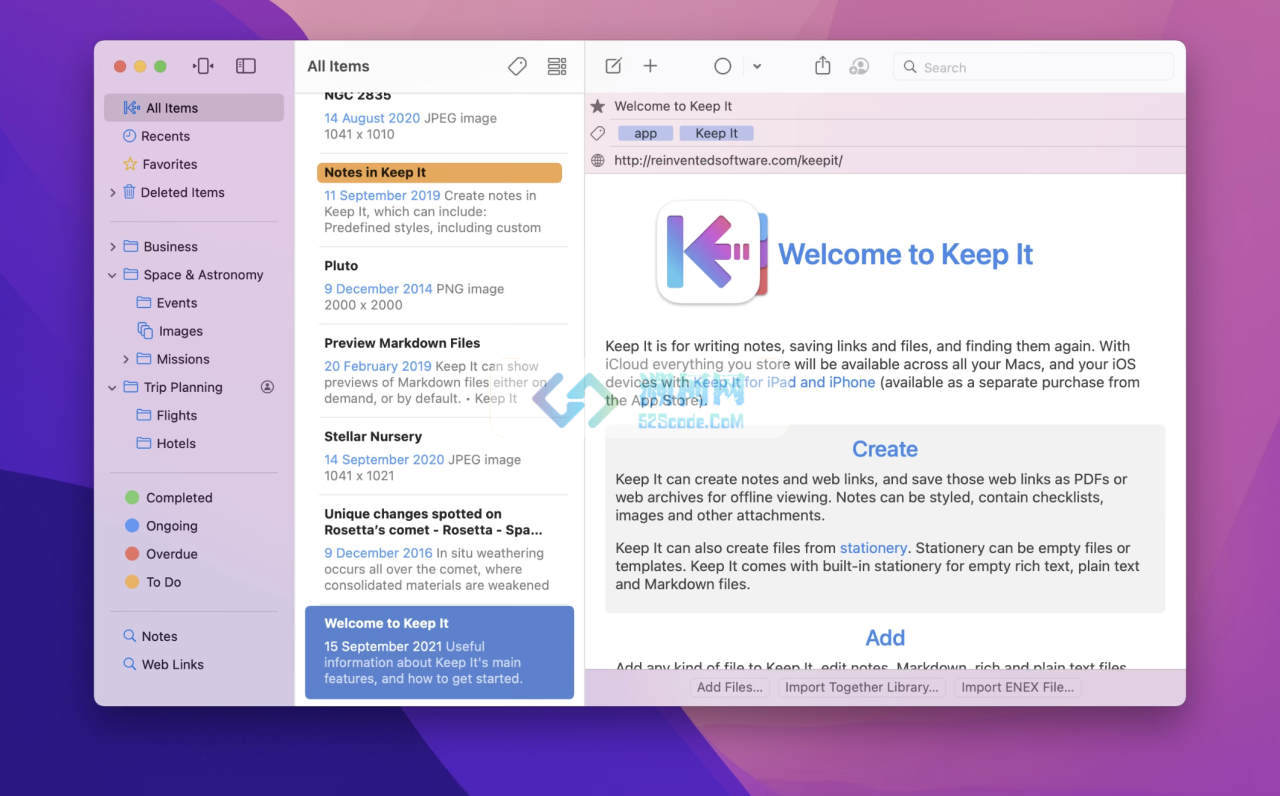 Keep It for mac v2.6.1 英文激活版 Mac笔记软件