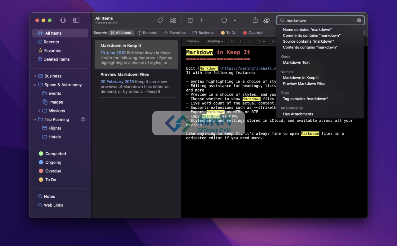 Keep It for mac v2.6.1 英文激活版 Mac笔记软件
