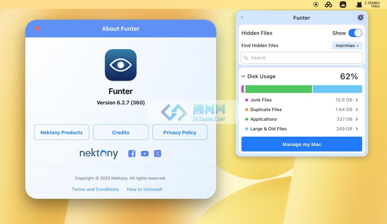 Funter for Mac v6.2.7免激活版 一键开关文件隐藏工具