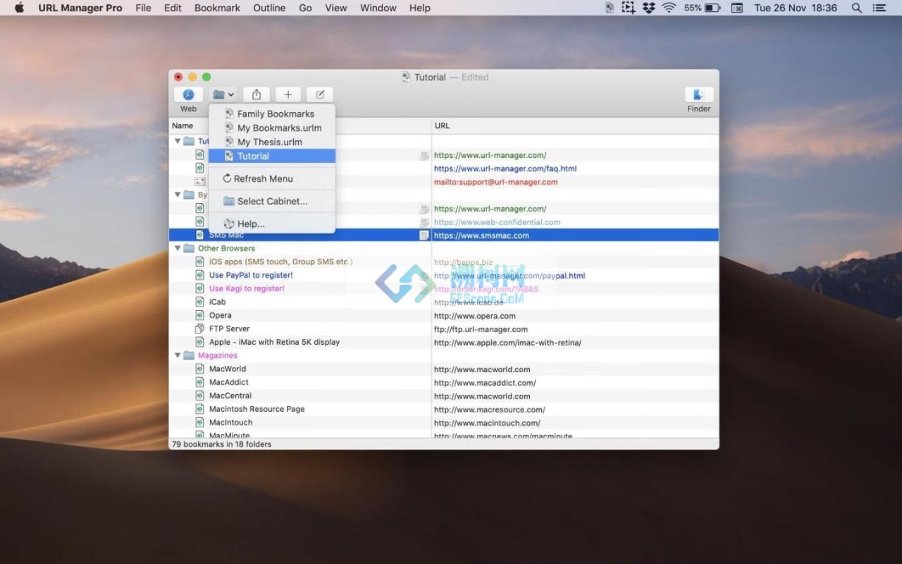 URL Manager Pro for Mac v6.4.6 激活版 浏览器标签管理应用