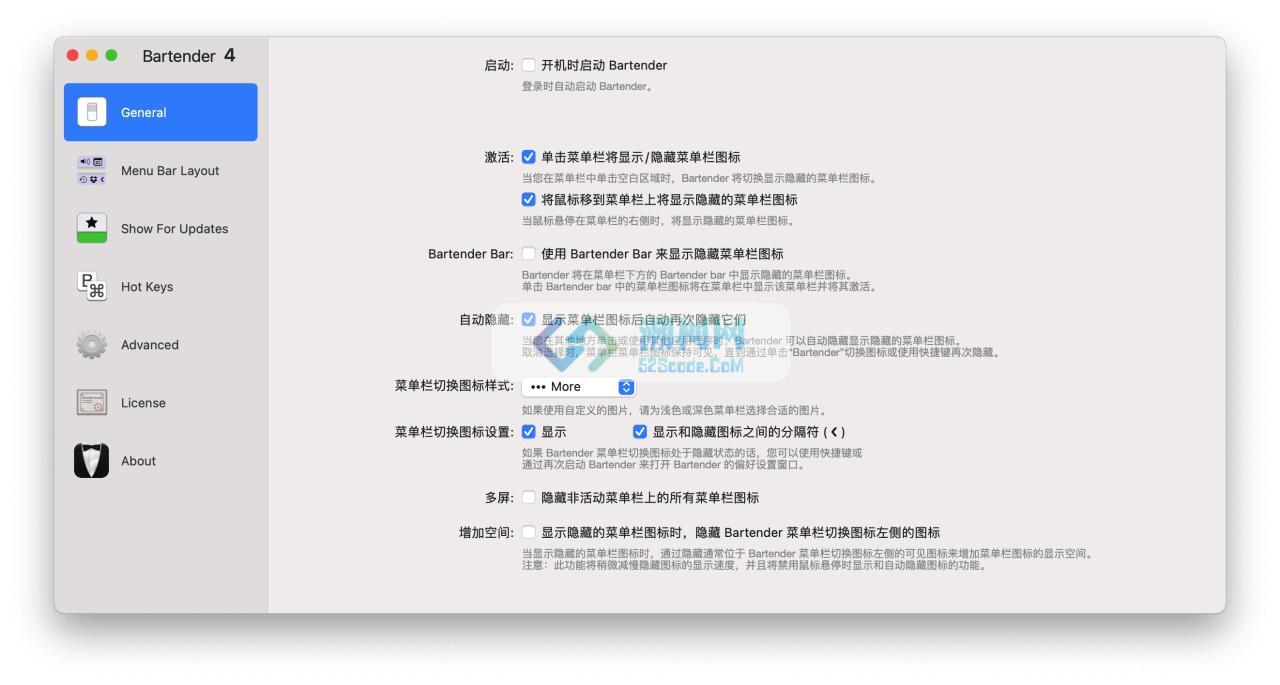 👍 Bartender 5 v5.3.4 中/英文破解版 方便的管理菜单栏图标