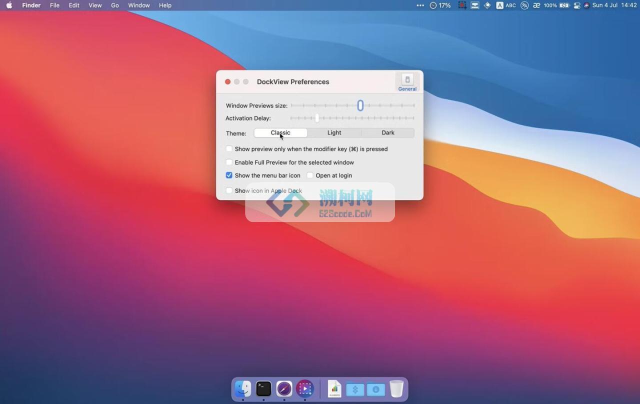 DockView for Mac Dock v1.5.3激活版 窗口预览工具