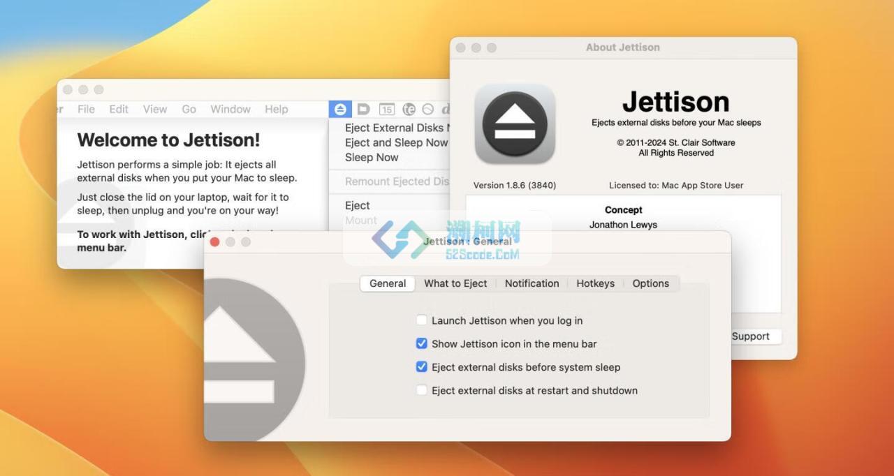 Jettison for Mac v1.9.1直装版 外部磁盘弹出辅助工具