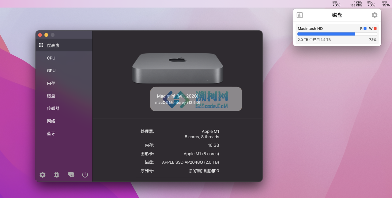 Stats for mac v2.11.36 官方版 菜单栏系统监视工具