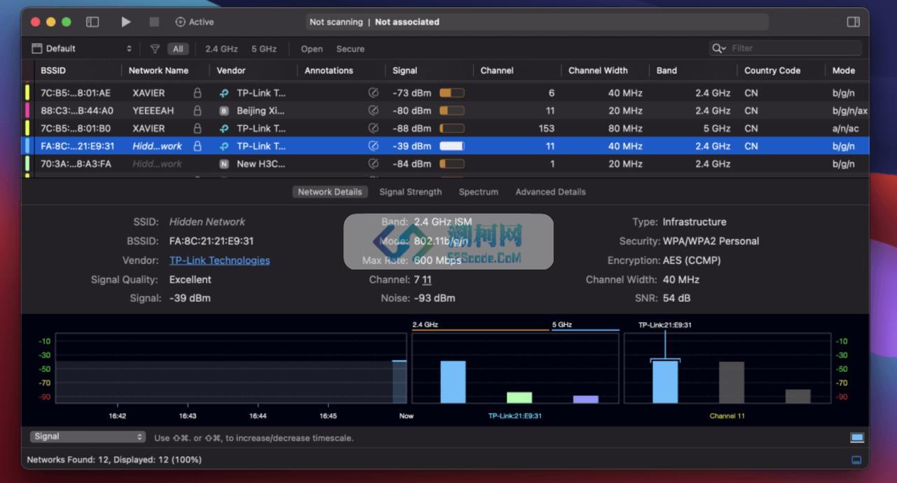 WiFi Explorer Pro v3.7.0 中文汉化破解版 无线信号扫描和管理工具 WiFi Explorer Pro v3.7.0 中文汉化破解版 无线信号扫描和管理工具