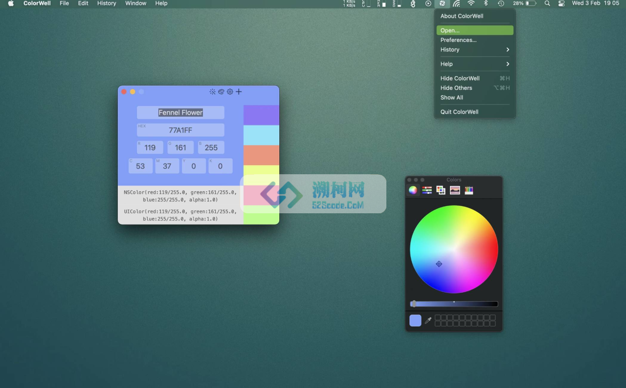 ColorWell for mac v7.6.2 中文激活版 网页颜色代码提取工具