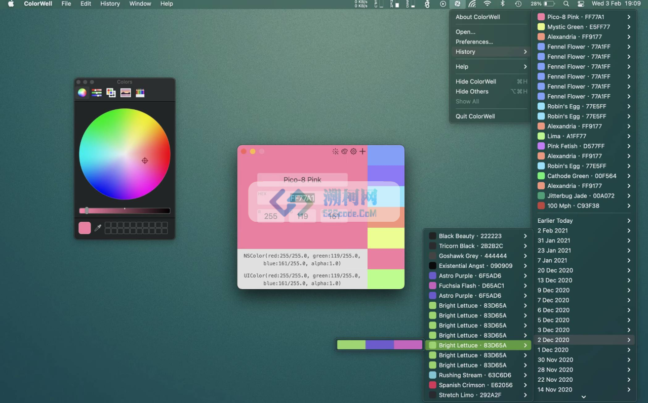 ColorWell for mac v7.6.2 中文激活版 网页颜色代码提取工具