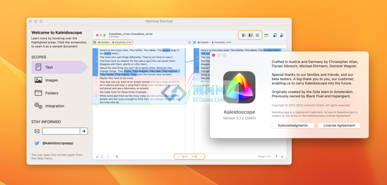 Kaleidoscope for Mac v6.0.1(8139) 英文激活版 图片和文本差异比较工具