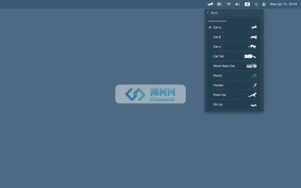 RunCat for mac v11.4.0 中文汉化版 菜单栏Cpu可视化监测工具 越跑越快的猫
