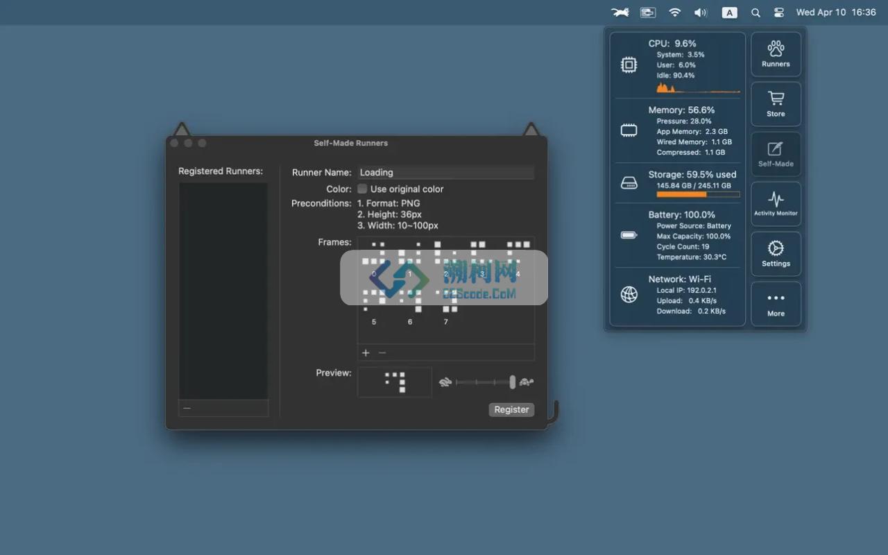 RunCat for mac v11.4.0 中文汉化版 菜单栏Cpu可视化监测工具 越跑越快的猫